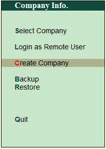 how to create a company in tally erp9