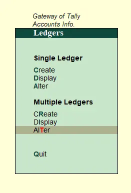 how to alter multiple ledger in tally erp 9