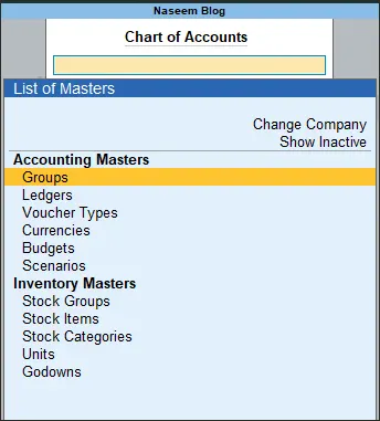 Accounting masters- Groups